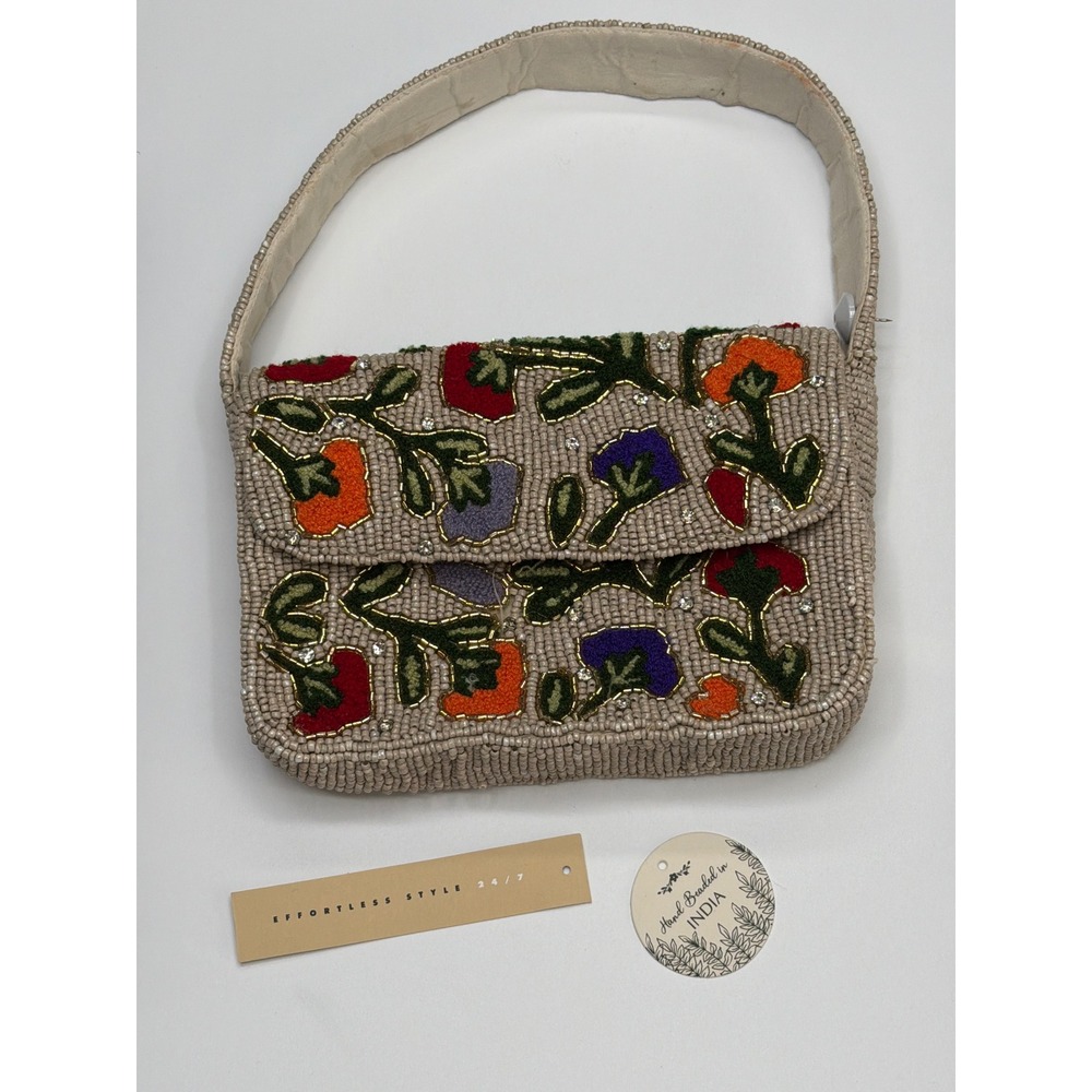 NWT Studio‎ 12 Beaded Handbag Floral Embroidered Vintage Small Shoulder BaG
